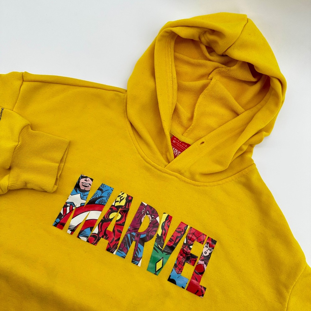 Marvel Zaful Yellow Hoodie Pullover Medium Comics Group Retro Hero Graphic